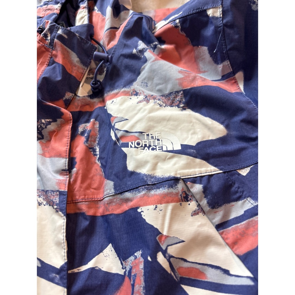 The North Face Antora Rain Jacket Womens XXL Abstract Mountain Print Hooded Blue - Picture 2 of 4